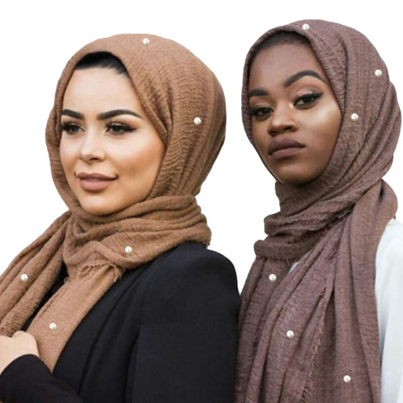 Cotton and linen crumpled monochrome scarf Limorista