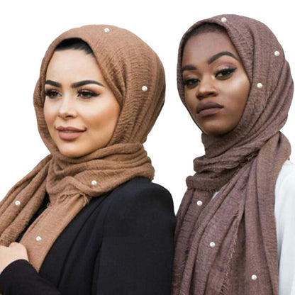 Cotton and linen crumpled monochrome scarf Limorista
