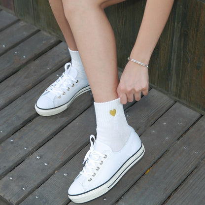 Hand-embroidered gold thread love women&