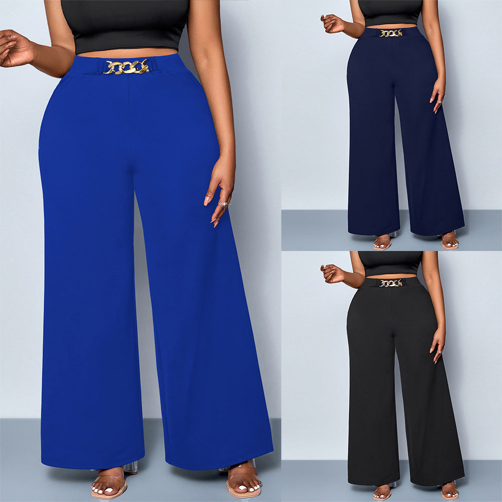 Summer Plus Size Metal Buckle Trousers For Women Limorista