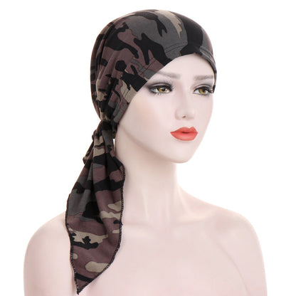 Curved Tail Turban Hat Flower Cloth Pullover Limorista