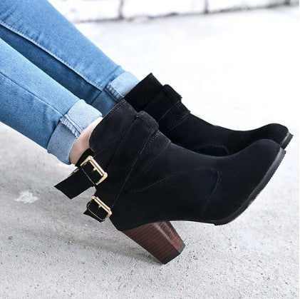 Winter Autumn Leather Casual Women High Heels Pumps Warm Ankle Boots Limorista