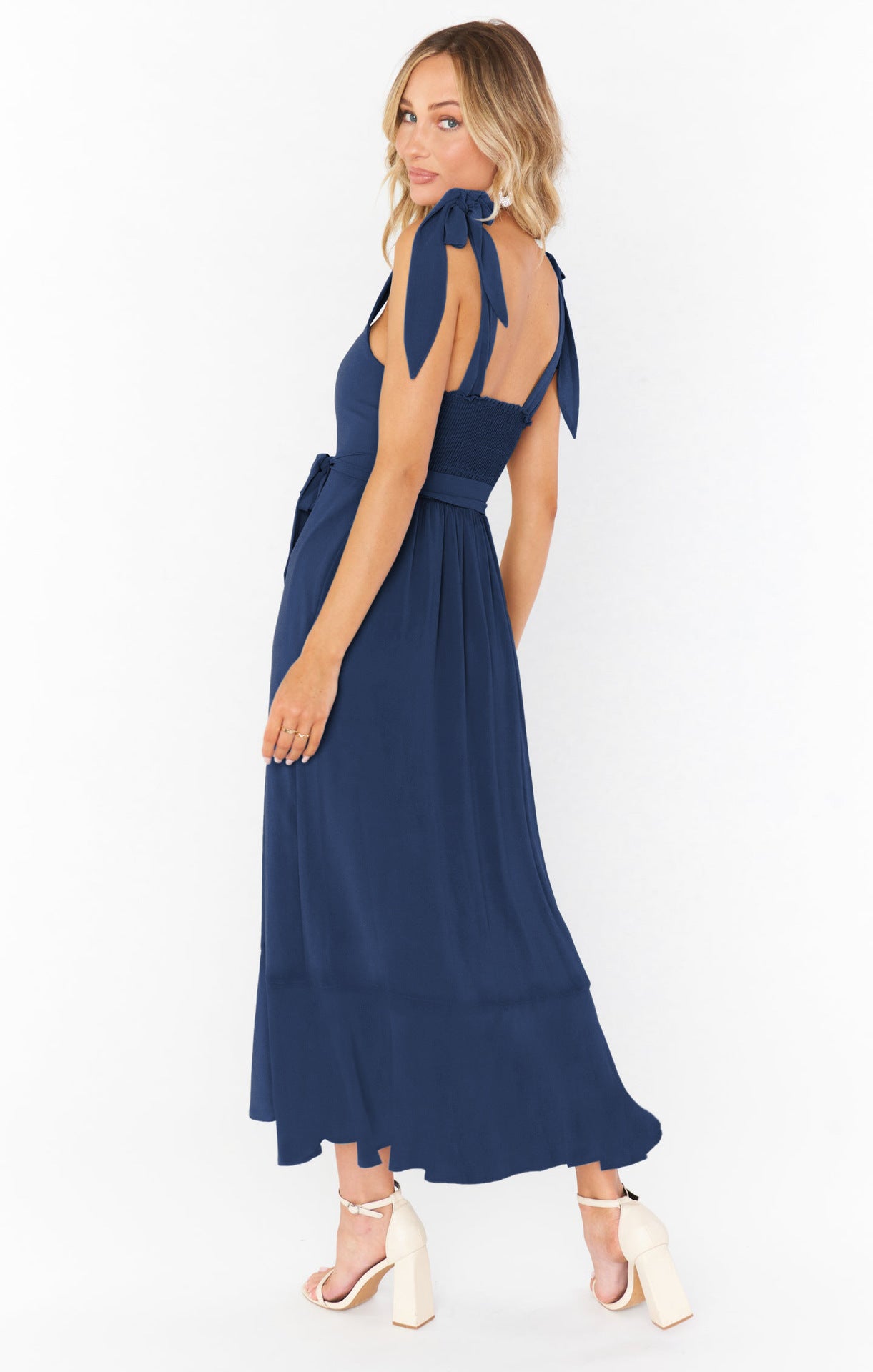 Temperament Suspender Split Dress With Lace-up Design Fashion Summer Ruffled Beach Dresses For Women Limorista