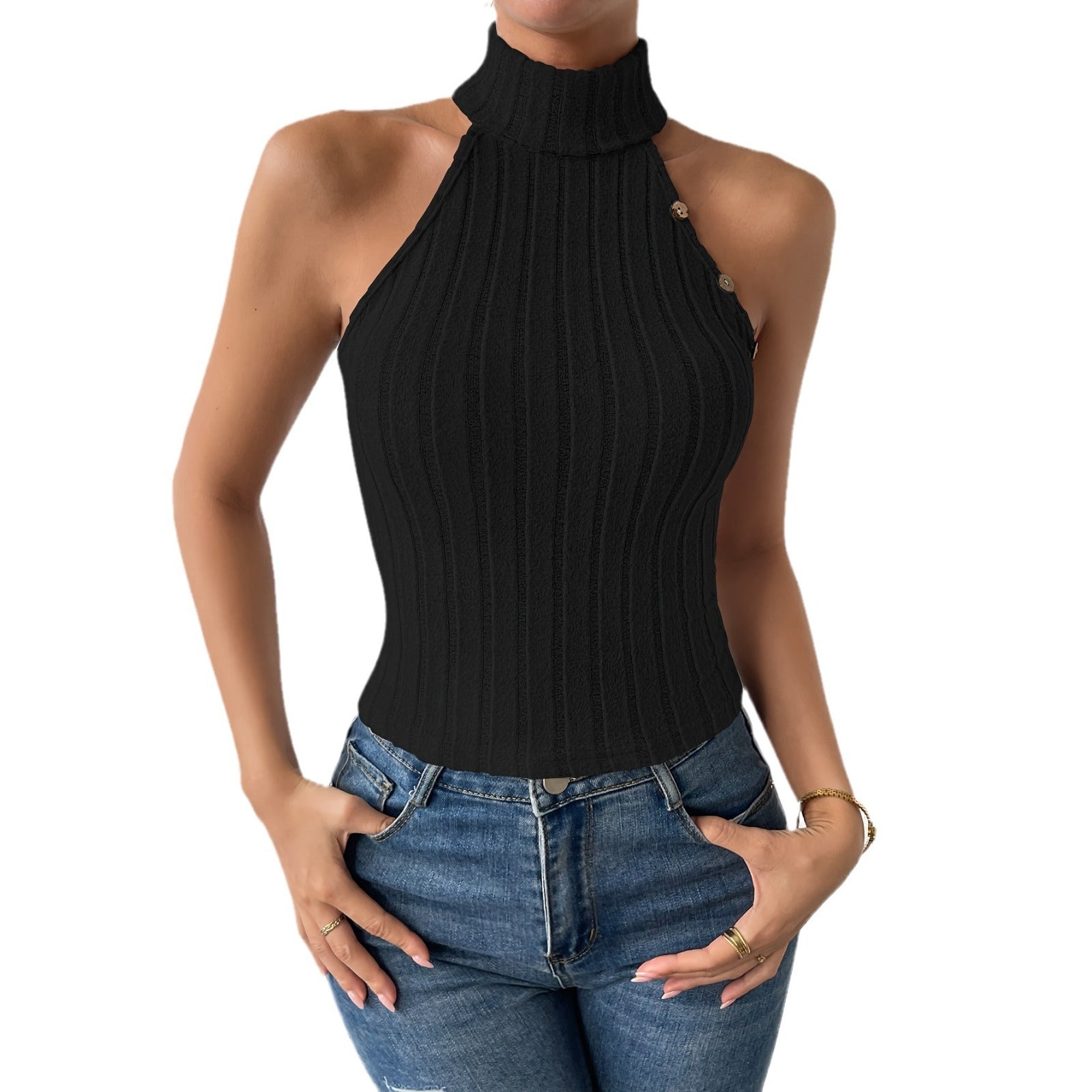Sleeveless Slimming And Tight Knitted Top Limorista
