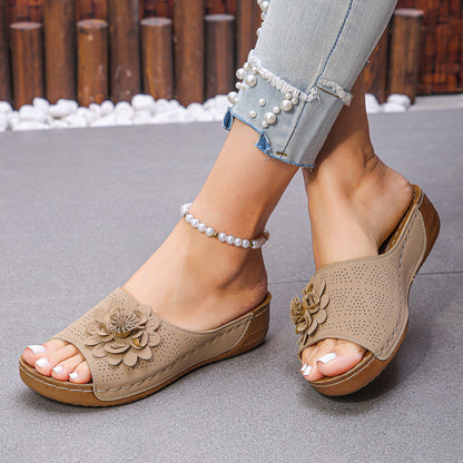 Flower Wedges Sandals Summer Fashion Retro Hollow Sandals Holiday Beach Shoes For Women Limorista