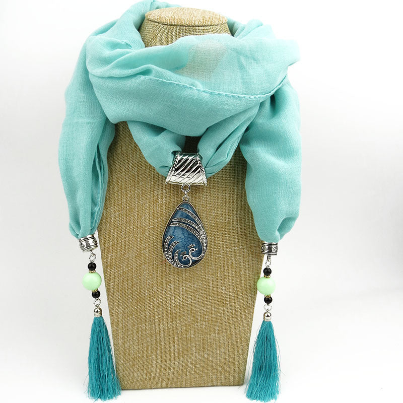 Ethnic Style Peacock Pendant Gem Tassel Scarf Shawl Autumn And Winter Women&