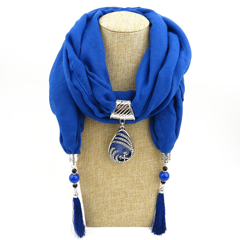 Ethnic Style Peacock Pendant Gem Tassel Scarf Shawl Autumn And Winter Women&
