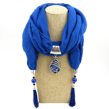Ethnic Style Peacock Pendant Gem Tassel Scarf Shawl Autumn And Winter Women&