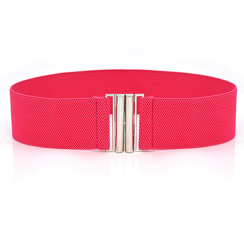 Elastic Elastic Silver Buckle Wide Belt Decorated Skirt Accessories Limorista