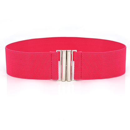 Elastic Elastic Silver Buckle Wide Belt Decorated Skirt Accessories Limorista