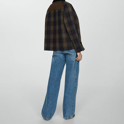 Autumn And Winter Plaid Fur Collar Cotton-padded Coat Limorista