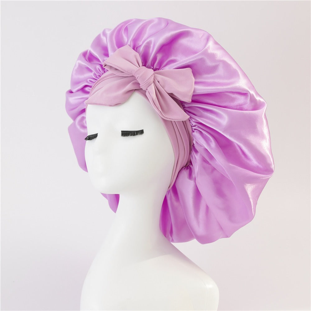 Satin Ribbon Round Bow Elastic Nightcap Limorista