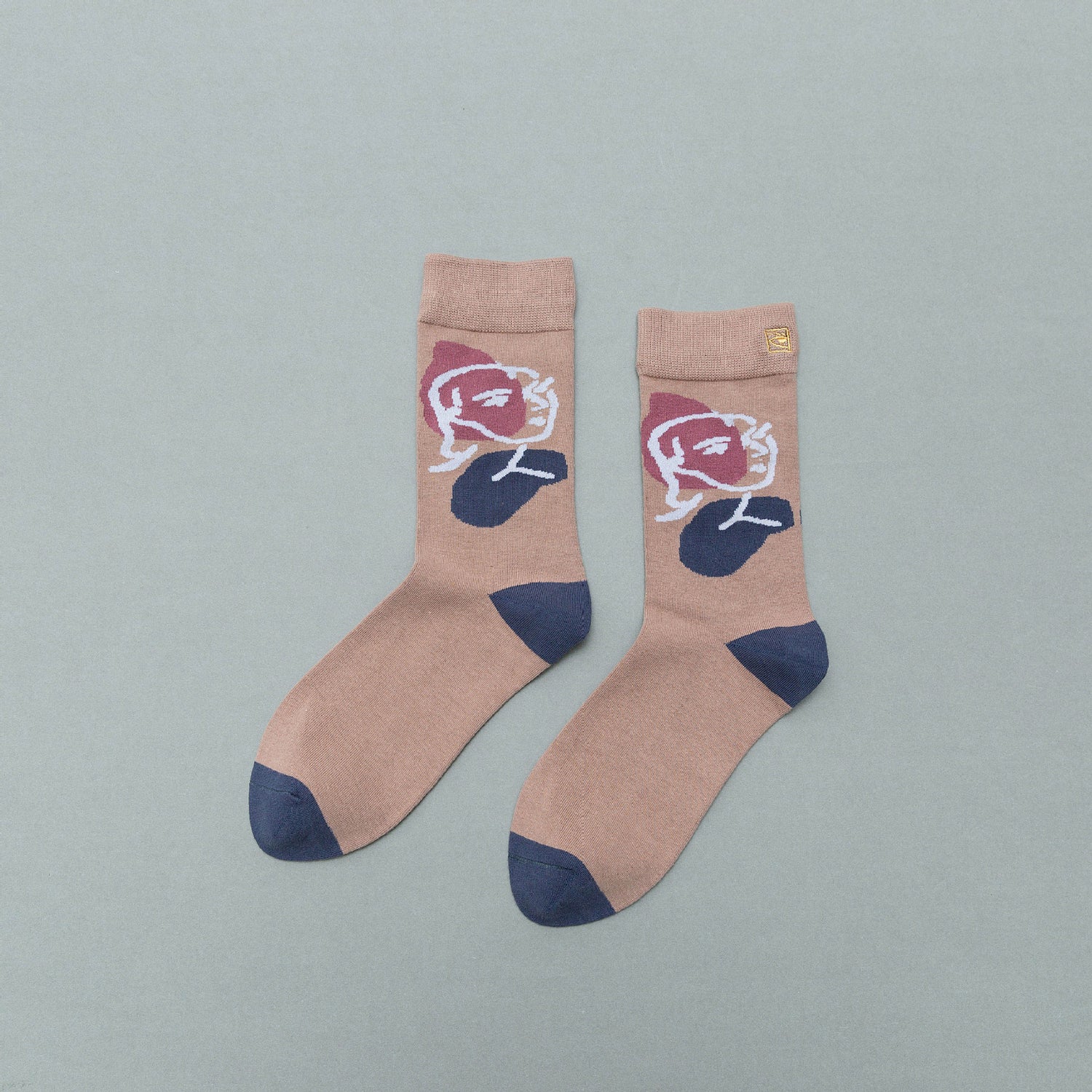 Personality contrast color graffiti character in tube socks Street style fashion cotton socks Limorista