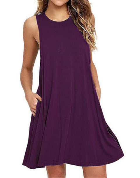 Summer Women Casual Pocket Dress Ladies T Shirt Dresses Limorista