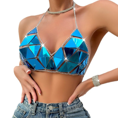Fashion Nightclub Acrylic Paillette Triangle Stitching Bikini Limorista