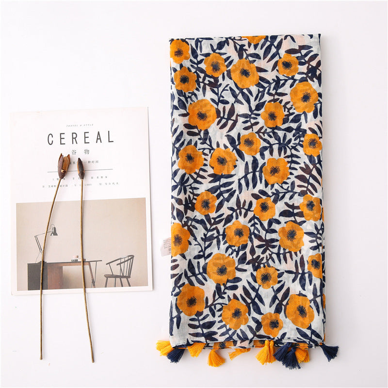 Japanese Style Artistic Fresh Cotton And Linen Scarf Retro Patchwork Bohemian Cashew Print Limorista