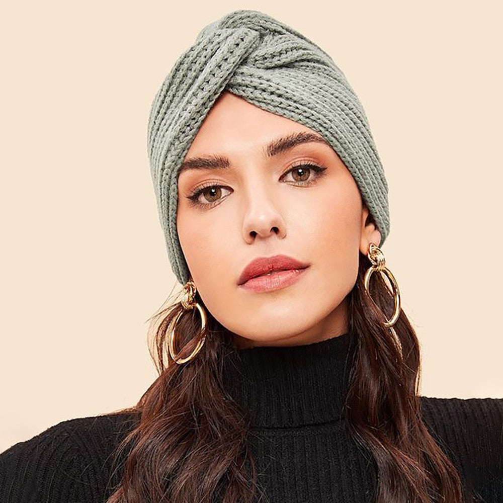 New Winter Knitted Nail Pearl Headscarf Hat Bohemian Knotted Warm Headband Limorista