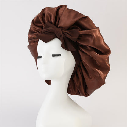 Satin Ribbon Round Bow Elastic Nightcap Limorista