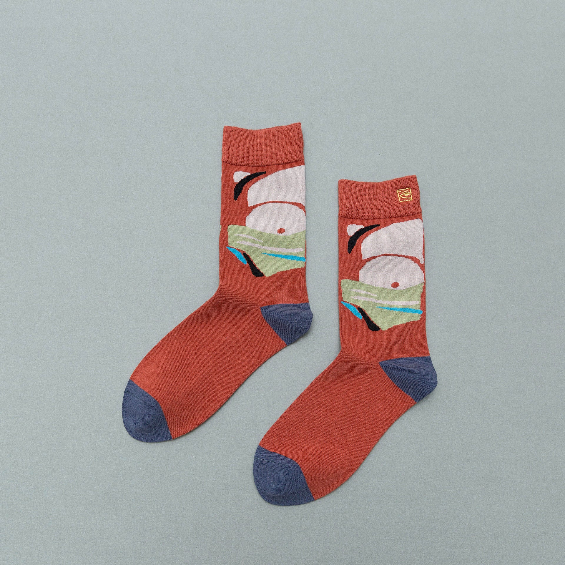 Personality contrast color graffiti character in tube socks Street style fashion cotton socks Limorista