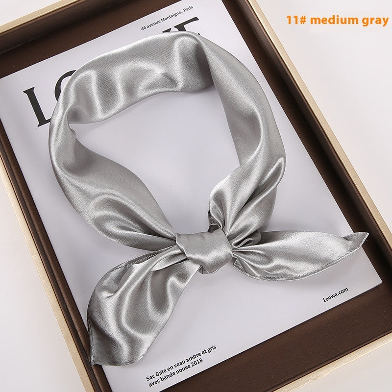 Solid Color Square Scarf Artificial Silk Small Square Towel Limorista