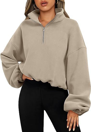 Loose Sport Pullover Hoodie Women Winter Solid Color Zipper Stand Collar Sweatshirt Thick Warm Clothing Limorista