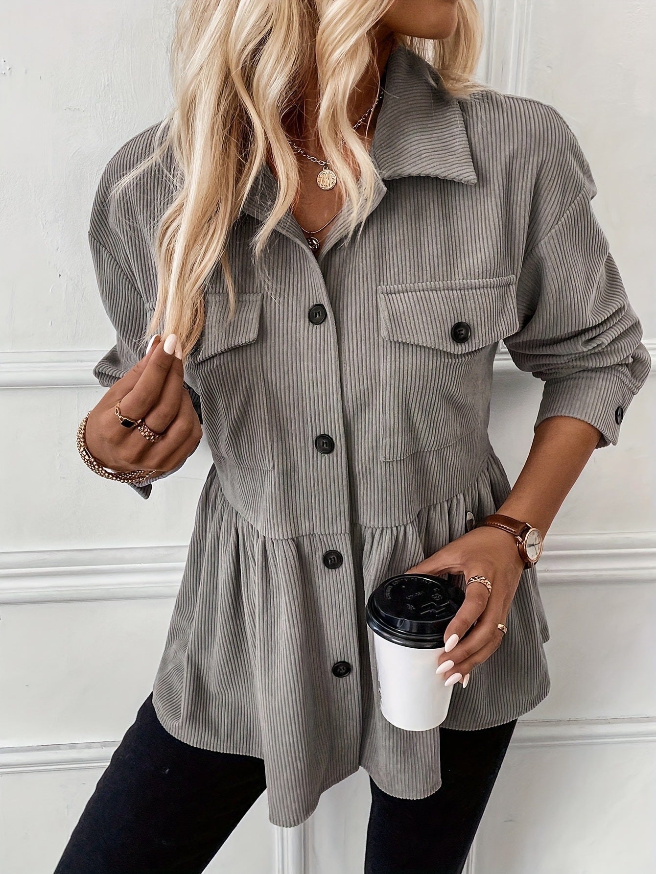 Casual Doll Shirt Coat Corduroy Shirt For Women Limorista