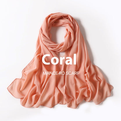 Pure Color Pearl Chiffon Scarf Headcloth Veil Chiffon Scarf Limorista