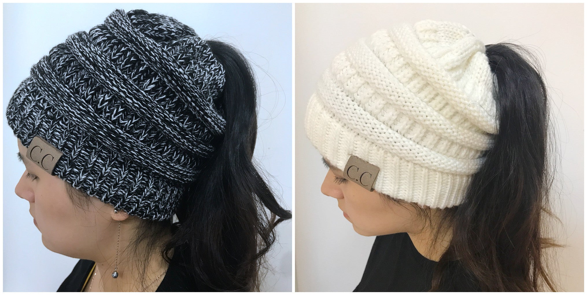 Knitted Ponytail Hat, Women&