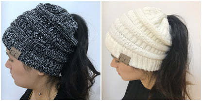 Knitted Ponytail Hat, Women&