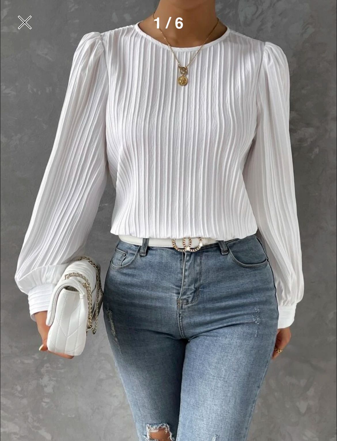 Spring Round Neck Lantern Sleeve Long Sleeve Solid Color Loose Blouse Limorista