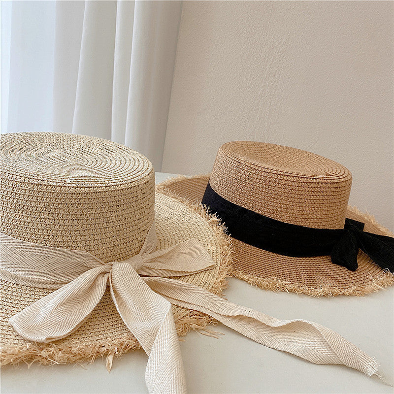 Japanese All-match Frayed Bow Straw Hat Limorista