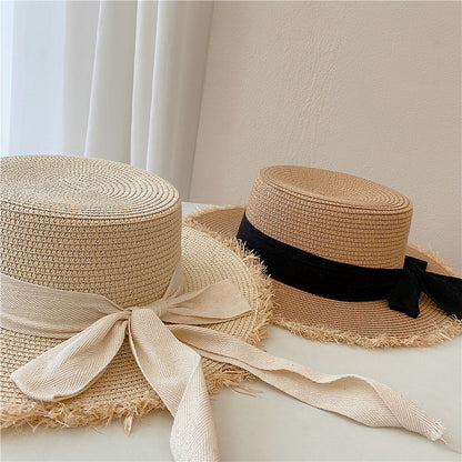 Japanese All-match Frayed Bow Straw Hat Limorista
