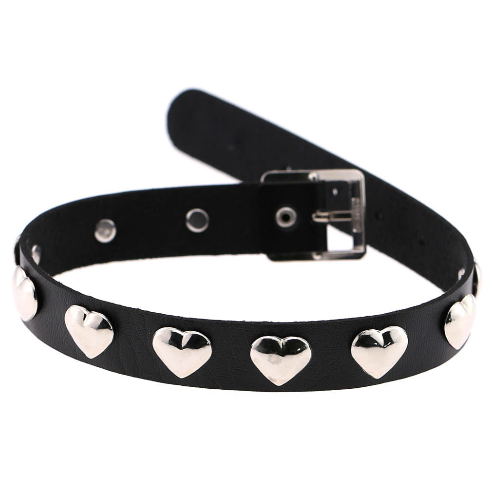 Fan Original New Punk Gothic Love Heart-shaped Rivets Pin Buckle Necklace Limorista