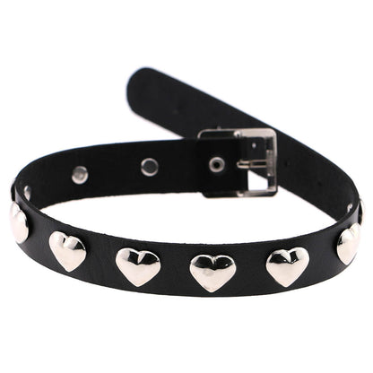 Fan Original New Punk Gothic Love Heart-shaped Rivets Pin Buckle Necklace Limorista