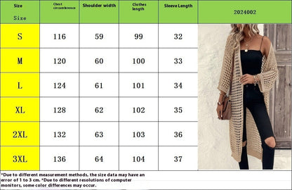 Hollow Knitted Long Cardigan Women Limorista