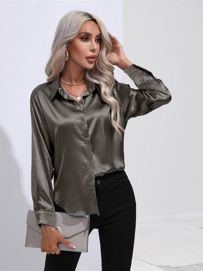 European And American Satin Shirt Women&