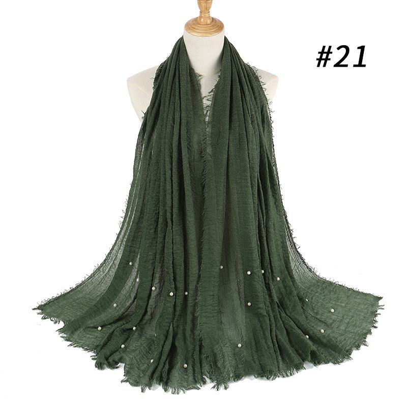 Cotton and linen crumpled monochrome scarf Limorista