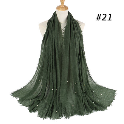 Cotton and linen crumpled monochrome scarf Limorista