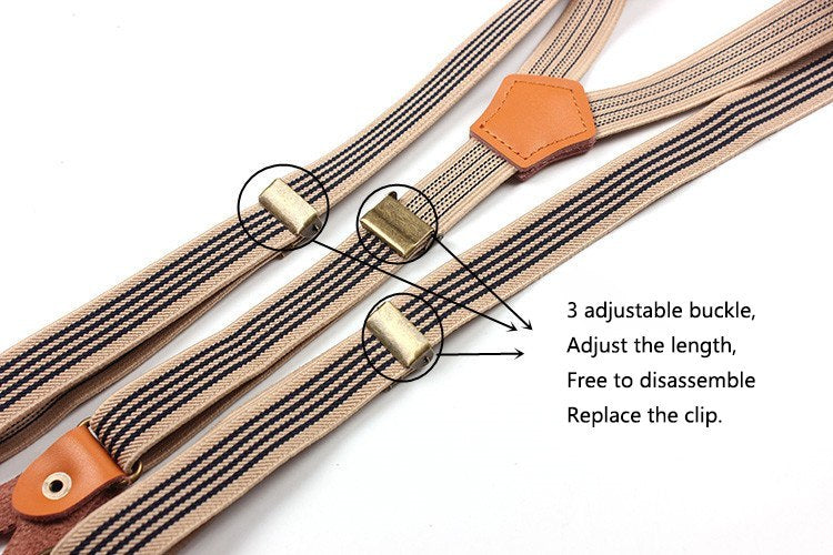 Bib stripe straps straps double shoulder straps men and women elastic elastic suspenders Limorista