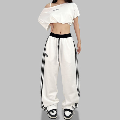 European And American Street Dance Fashion Brand Stitching Waist Pants Limorista
