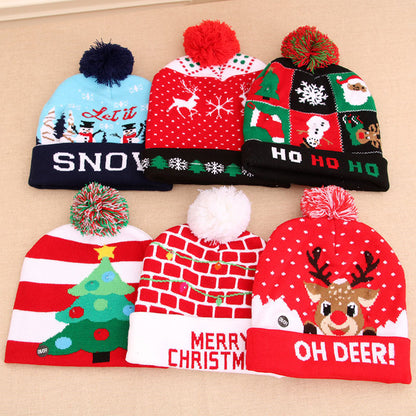 LED Christmas Hat Sweater Knitted Beanie Christmas Light Up Knitted Hat Christmas Gift  Kids Xmas New Year Decorations Limorista