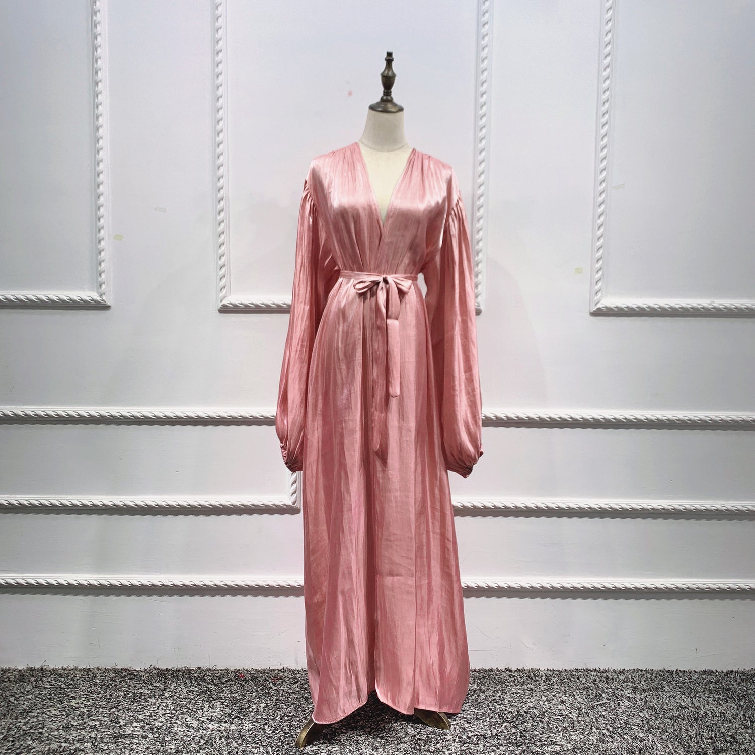 Elegant Long Dress With Waist Puff Sleeves For Ladies Limorista