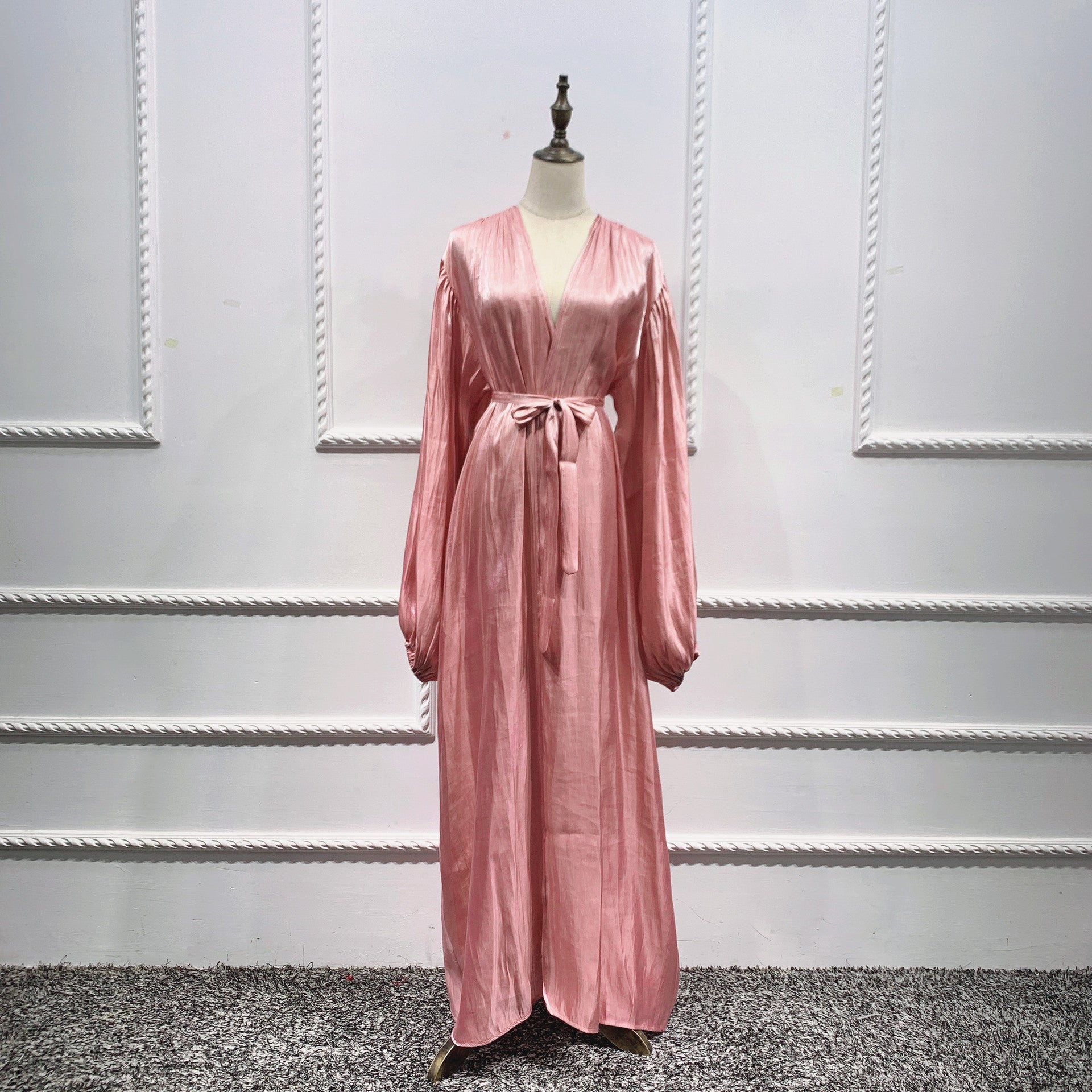 Elegant Long Dress With Waist Puff Sleeves For Ladies Limorista