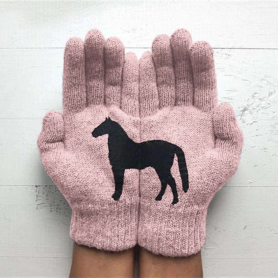 Dark horse print personality fun woolen gloves Limorista