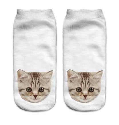 Popular Funny Unisex Short Socks 3D Cat Printed Anklet Socks Casual Socks Limorista