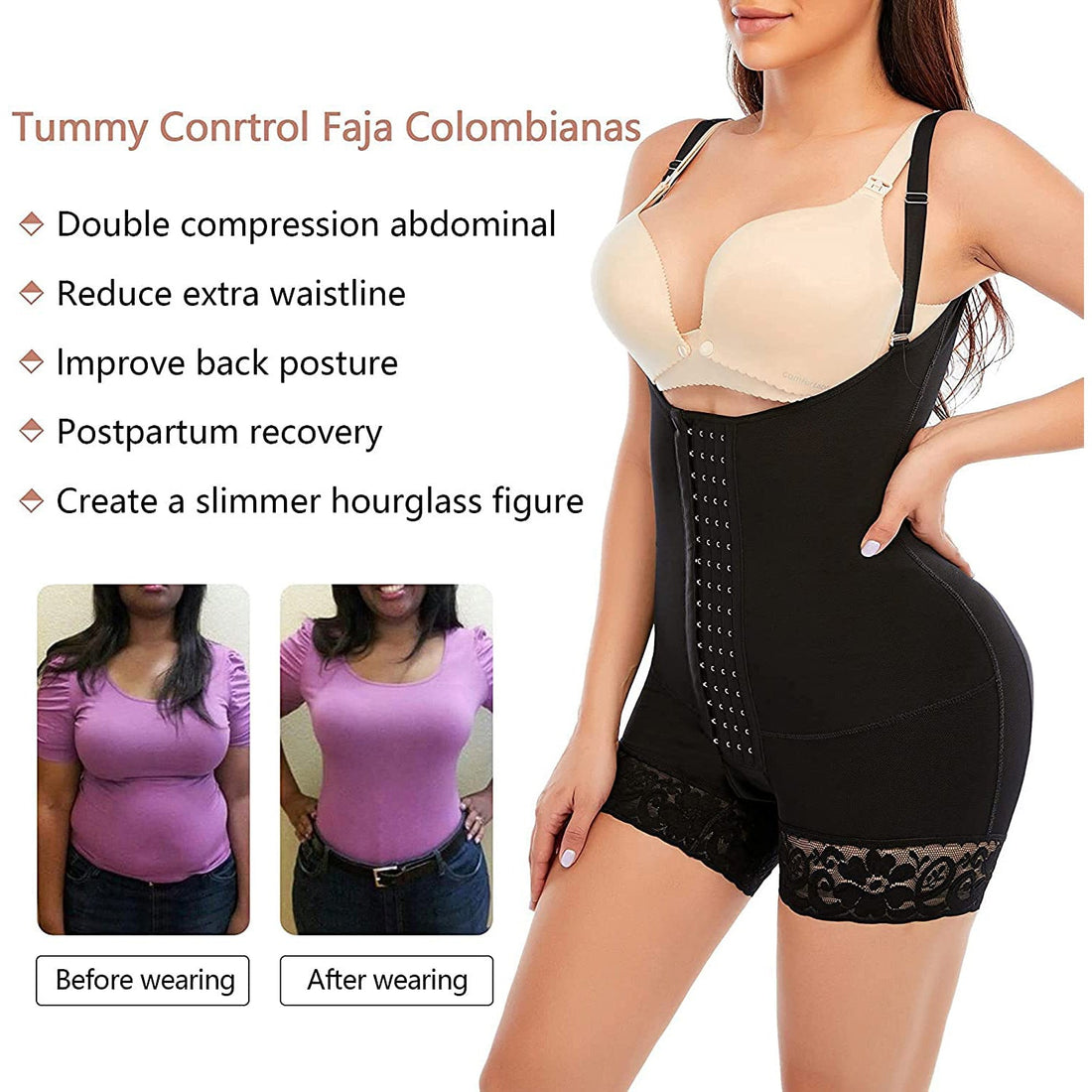 Limorista - 7206 Four-breasted Mesh Tummy Control Body Suit
