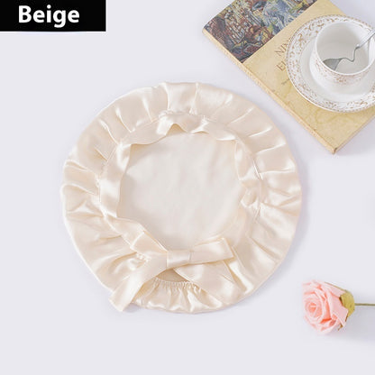 Encrypted Satin Silk Plain Satin Confinement Household Hair Care Lace-up Nightcap Limorista