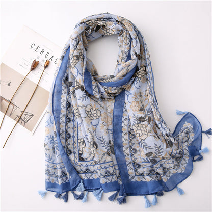 Japanese Style Artistic Fresh Cotton And Linen Scarf Retro Patchwork Bohemian Cashew Print Limorista