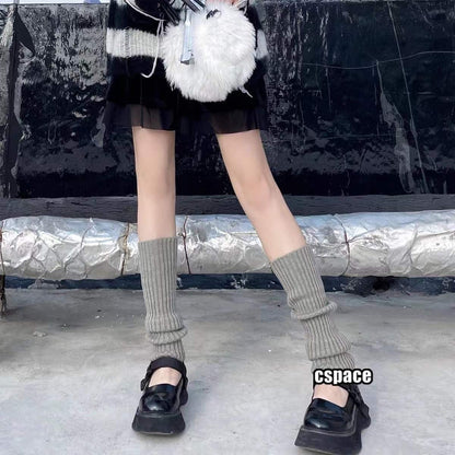 Solid Color Knitted Socks Stockings Limorista
