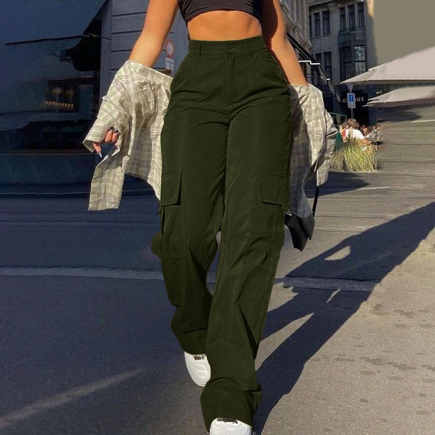 Multi-Pocket Workwear Straight-leg Trousers Limorista